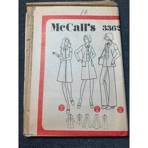 McCalls 3362 Vintage Sewing Pattern For Dress Tunic Pants Size 10 1970s
